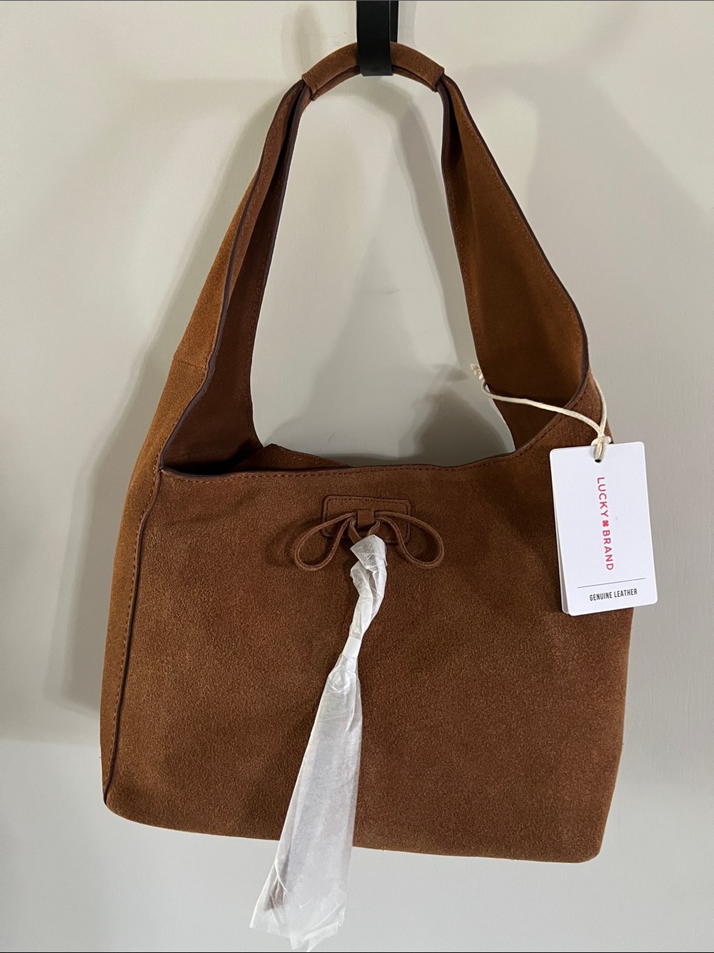 NWT Lucky Brand Chestnut Suede leather Shoulder Bag magnet closure